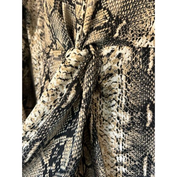 NWT Storia Size Small Snakeskin Dress Mini 3/4 Sleeve Ruched At Waist Party Boho - Picture 6 of 14